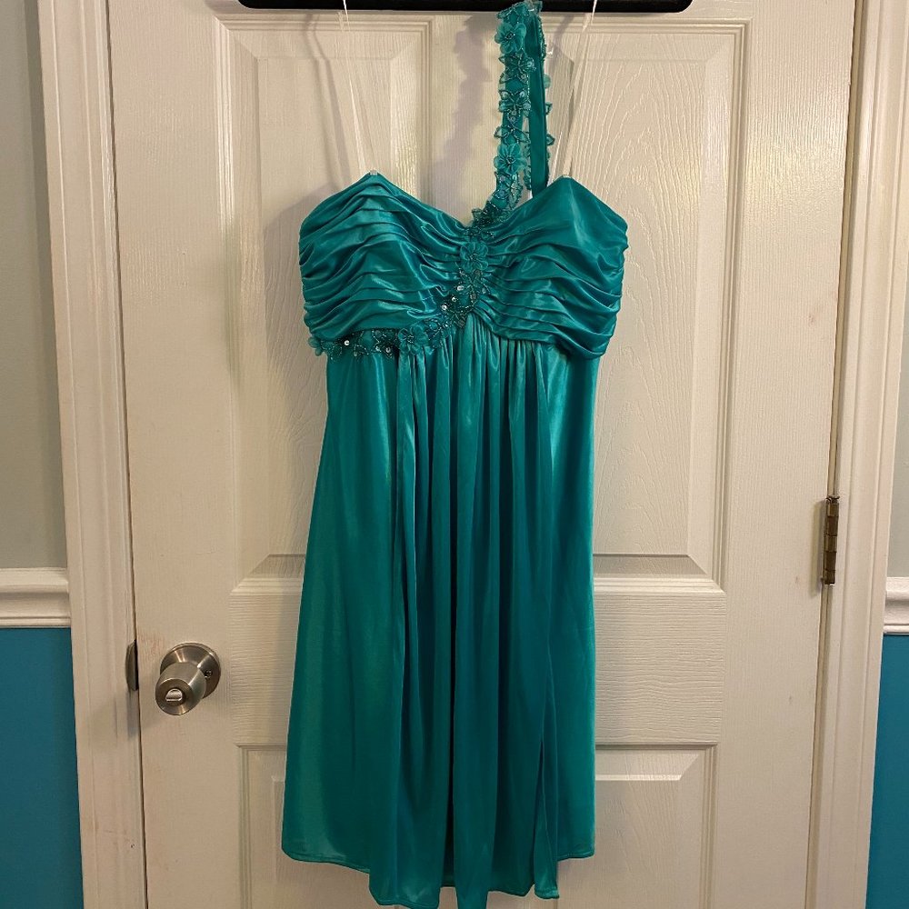 Teal Silk Formal Dress